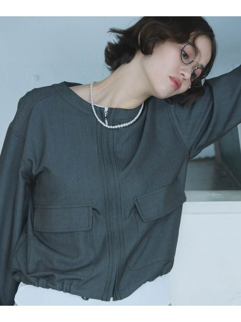 乐天商城 - 【SALE／10%OFF】デニムライク ノーカラーブルゾン/セットアップ対応 COMME CA ISM コムサイズム ジャケット・アウター ブルゾン・ジャンパー ネイビー グレー【RBA_E】【送料無料】[Rakuten Fashion]
