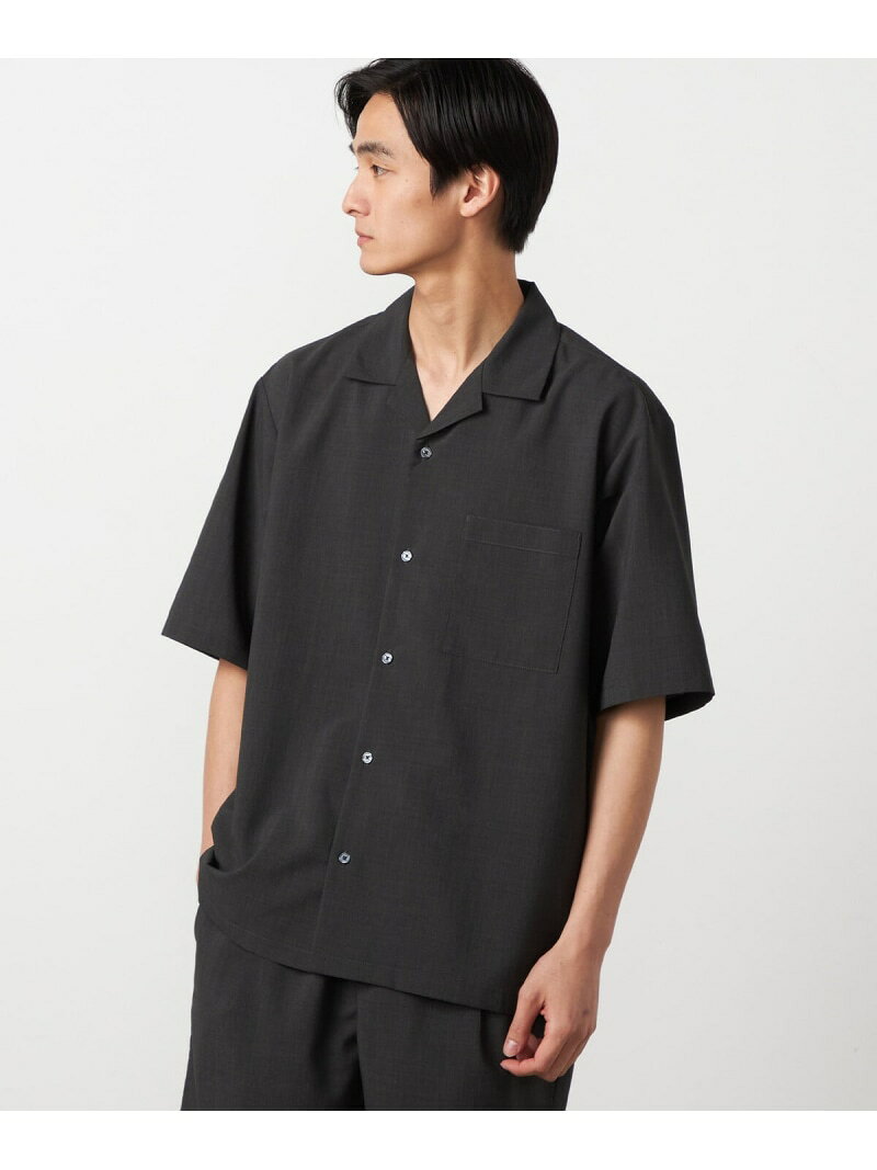 Rakuten - 【SALE／10%OFF】【吸水速乾】リネンライクポリエステル オープンカラー半袖シャツ COMME CA ISM コムサイズム トップス シャツ・ブラウス ベージュ カーキグリーン ネイビー ブラック【RBA_E】【送料無料】[Rakuten Fashion]
