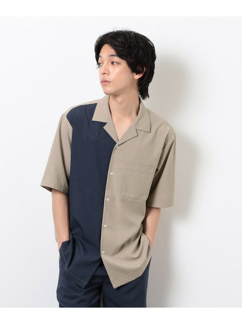 Rakuten - 【SALE／10%OFF】【セットアップ対応】ライトウエイト ポリエステル ブロッキング オープンカラー シャツ COMME CA ISM コムサイズム トップス シャツ・ブラウス ネイビー カーキグリーン ベージュ ブラック【RBA_E】【送料無料】[Rakuten Fashion]