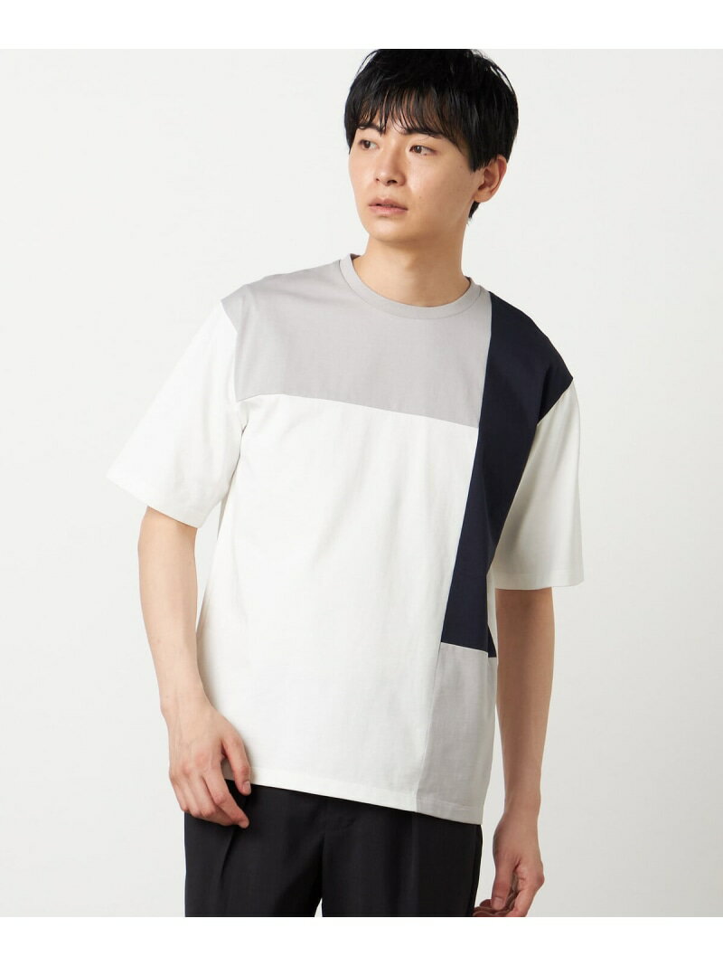 樂天商城 - 【接触冷感】USAコットン ブロッキングTシャツ COMME CA ISM コムサイズム トップス カットソー・Tシャツ ネイビー ホワイト ブルー ブラック【送料無料】[Rakuten Fashion]