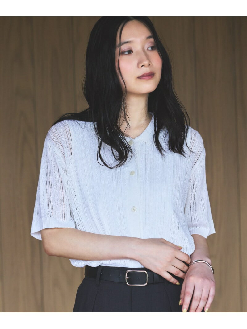 Rakuten - 【ウォッシャブル】メッシュ ニットシャツ COMME CA ISM コムサイズム トップス ニット グリーン ブラック ホワイト【送料無料】[Rakuten Fashion]