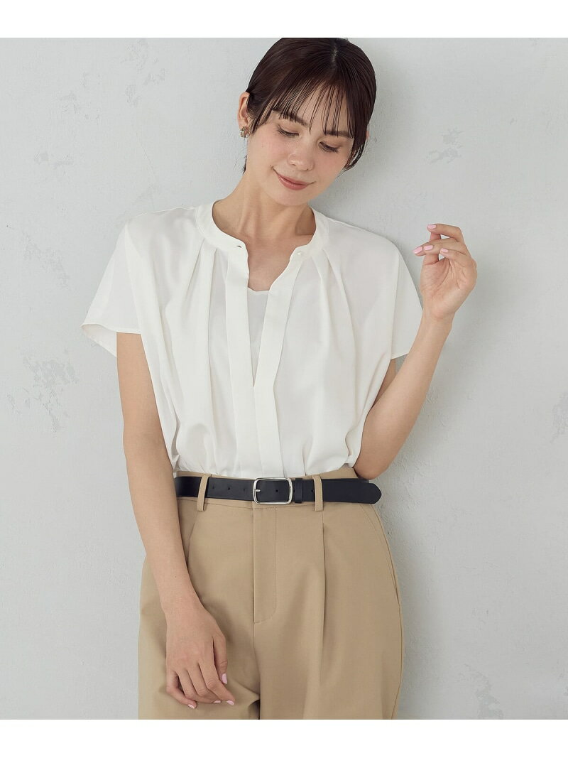 樂天商城 - 【SALE／30%OFF】2WAYフレンチスリーブタックブラウス COMME CA ISM コムサイズム トップス シャツ・ブラウス ネイビー ホワイト グレー【RBA_E】【送料無料】[Rakuten Fashion]