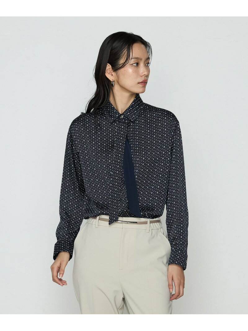 樂天商城 - 【SALE／64%OFF】サテンワッシャーダイヤ小紋柄 ブラウス COMME CA コムサ トップス シャツ・ブラウス ホワイト ネイビー【RBA_E】【送料無料】[Rakuten Fashion]