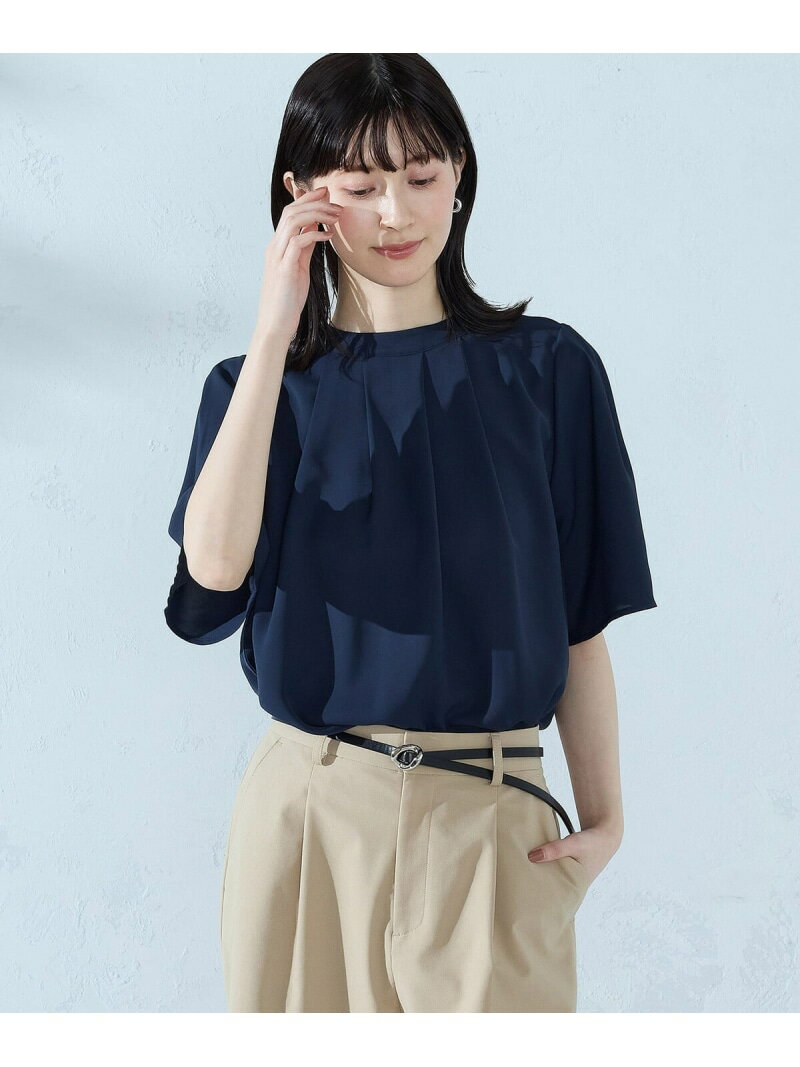 乐天商城 - 【前後2WAY】タック フレアースリーブ ブラウス COMME CA ISM コムサイズム トップス シャツ・ブラウス ホワイト ネイビー【送料無料】[Rakuten Fashion]