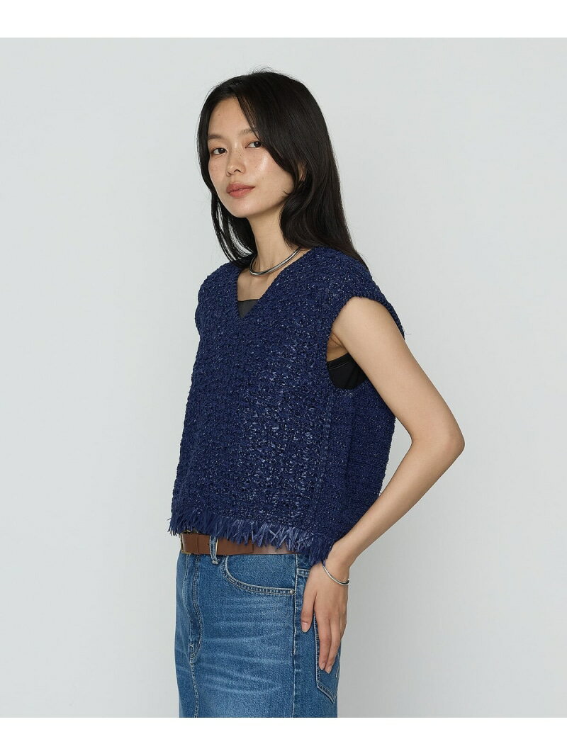 Rakuten - 【SALE／55%OFF】[ Sサイズ ] サマーツイードニット ジレ K.T KIYOKO TAKASE S-SIZE コムサ トップス ニット ホワイト ネイビー【RBA_E】【送料無料】[Rakuten Fashion]