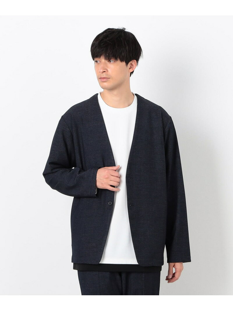 Rakuten - 【SALE／10%OFF】【セットアップ対応】デニムライクジャージー ノーカラージャケット COMME CA ISM コムサイズム ジャケット・アウター ノーカラージャケット ネイビー ブラック【RBA_E】【送料無料】[Rakuten Fashion]