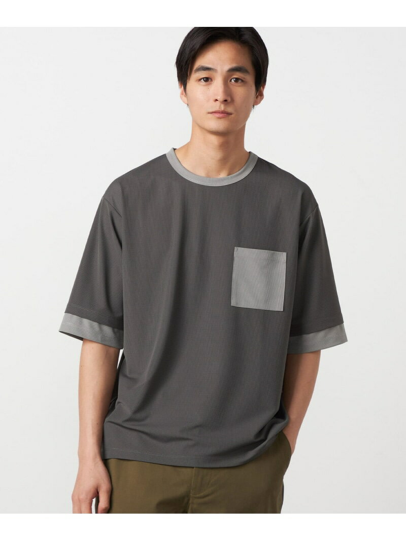 Rakuten - 軽量スクエアジャガード フェイクレイヤードTシャツ COMME CA ISM コムサイズム トップス カットソー・Tシャツ グレー ネイビー ブラック【送料無料】[Rakuten Fashion]