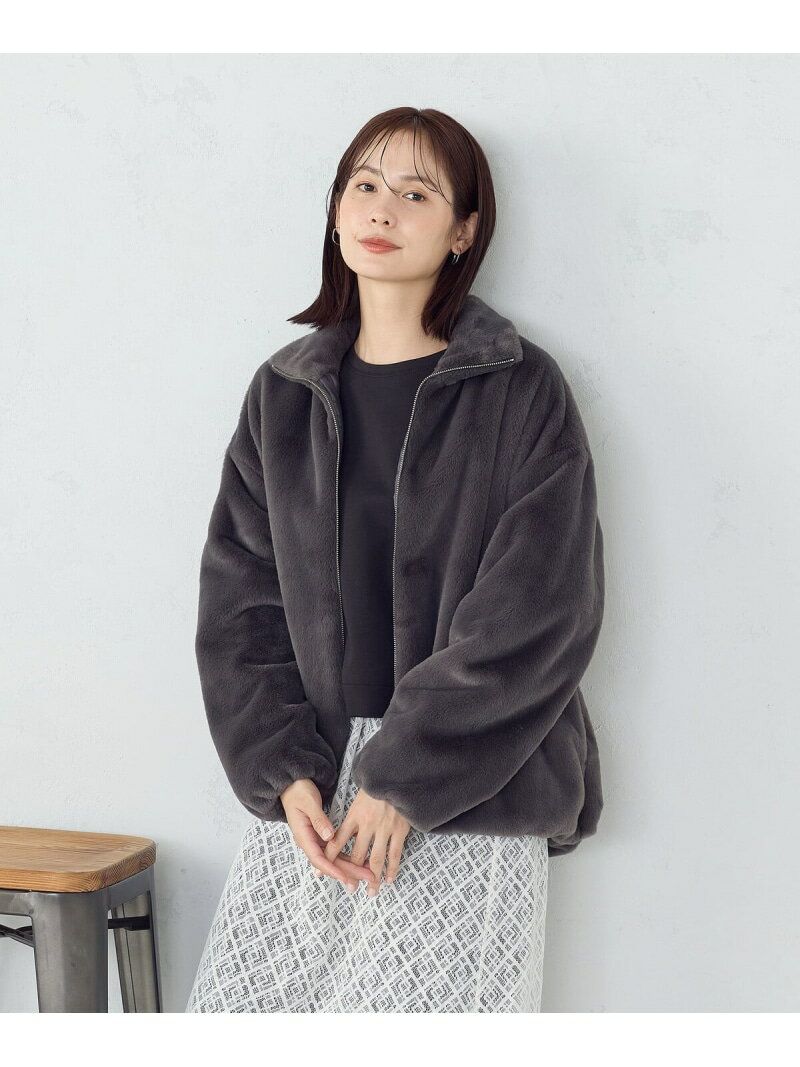 ファー ブルゾン COMME CA ISM コムサイズム ジャケット・アウター ブルゾン・ジャンパー グレー ブラウン【送料無料】[Rakuten Fashion]