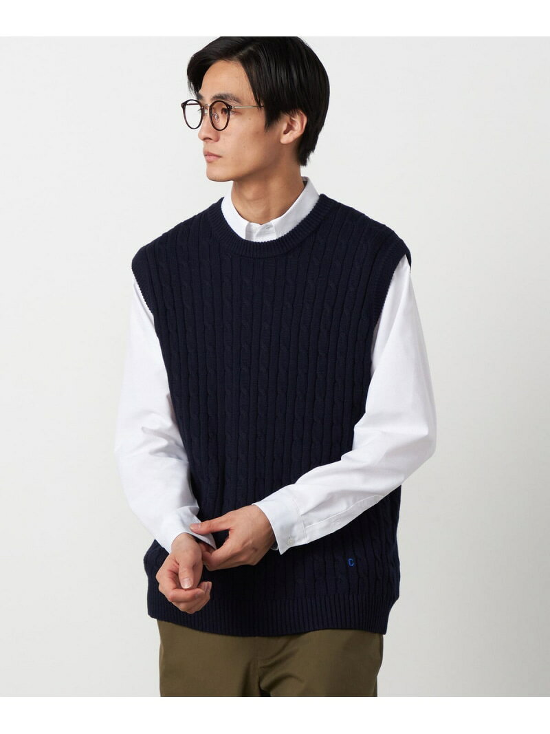 乐天商城 - 【SALE／40%OFF】ケーブルニットベスト COMME CA ISM コムサイズム トップス ニット ネイビー ブルー ホワイト【RBA_E】[Rakuten Fashion]