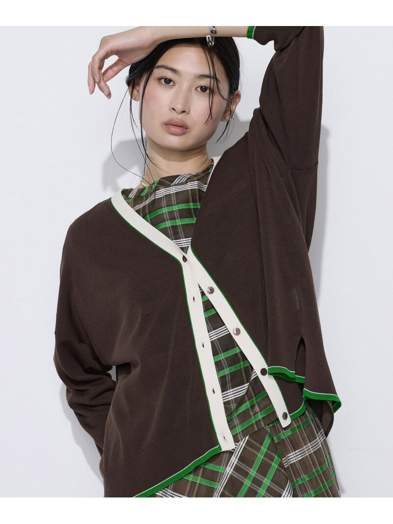 Rakuten - [ TALLサイズ ] カラートリミング ニットカーディガン K.T KIYOKO TAKASE TALL コムサ トップス カーディガン ネイビー ブラウン【送料無料】[Rakuten Fashion]