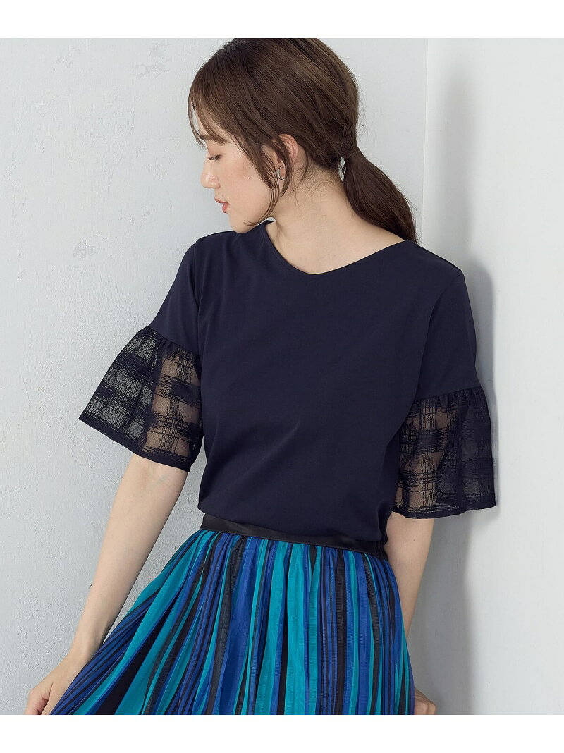 樂天商城 - 【SALE／50%OFF】速乾 袖レース 半袖カットソー COMME CA ISM コムサイズム トップス カットソー・Tシャツ ネイビー ホワイト【RBA_E】[Rakuten Fashion]