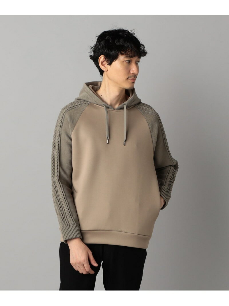 ニットコンビ プルオーバーパーカ COMME CA MEN コムサメン トップス パーカー・フーディー グレー ブラック【送料無料】[Rakuten Fashi...