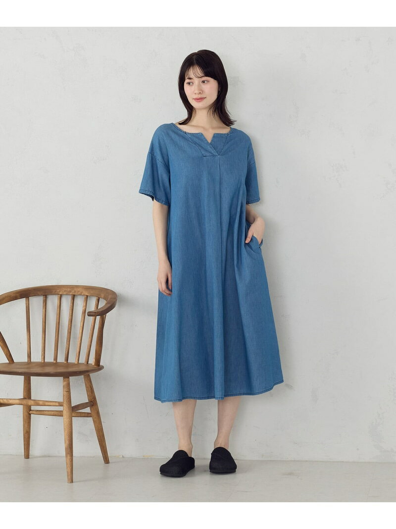 Rakuten - デニム 半袖アッパッパ ONIGIRI コムサイズム ワンピース・ドレス ワンピース ブルー【送料無料】[Rakuten Fashion]