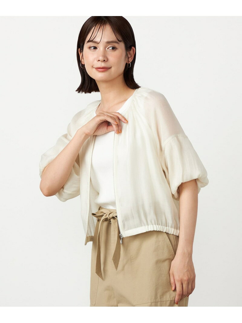 Rakuten - バルーンスリーブ シアーブルゾン COMME CA ISM コムサイズム ジャケット・アウター ブルゾン・ジャンパー ホワイト グレー【送料無料】[Rakuten Fashion]