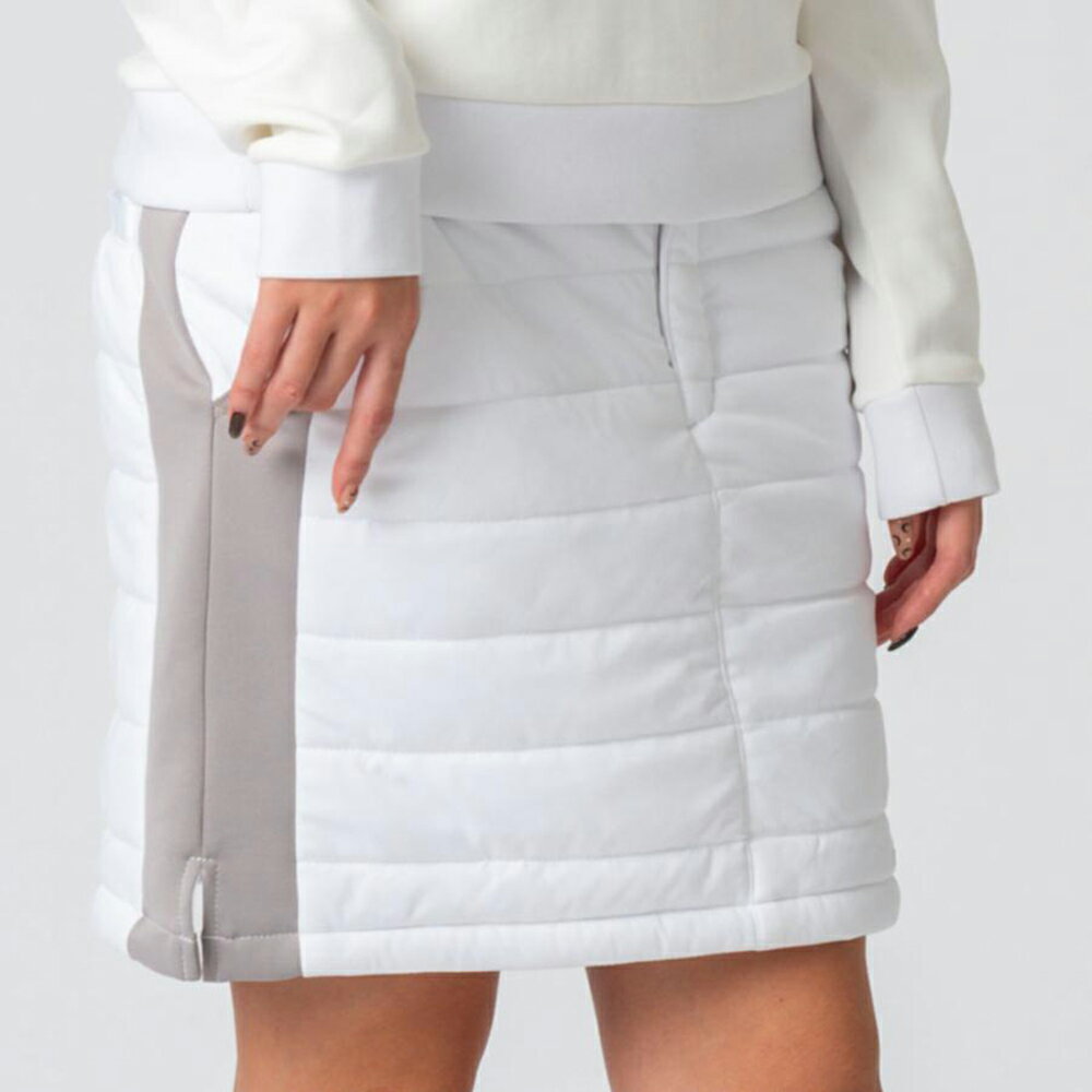スカート ゴルフウェア ストレッチ 中綿 キルティング ロゴ 暖かい ホワイト 白 M L おしゃれ シンプル ゴルフウェア 秋 冬 レディース ファイブスター