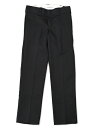 DICKIES FLAT FRONT SLIM WORK PANTS-BLACKyWP873-BK-BLACK-BKz