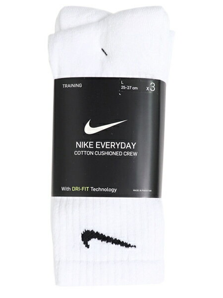 NIKE 3P EVERYDAY CUSHION CREW SOCKS【SX7664-100-WHITE】