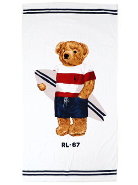 POLO RALPH LAUREN SURF BOY STRIPE TEE BEAR BEACH TOWEL【611741211001-B-WHITE】