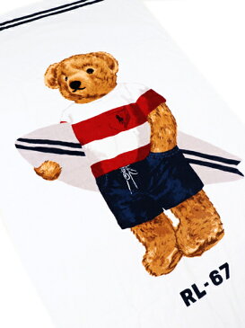 POLO RALPH LAUREN SURF BOY STRIPE TEE BEAR BEACH TOWEL【611741211001-B-WHITE】