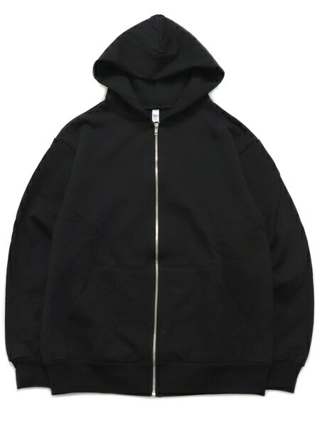 【送料無料】LOS ANGELES APPAREL 14oz HEAVY FLEECE HOODED ZIP UP-BLACK【HF10-BLK-BLACK】