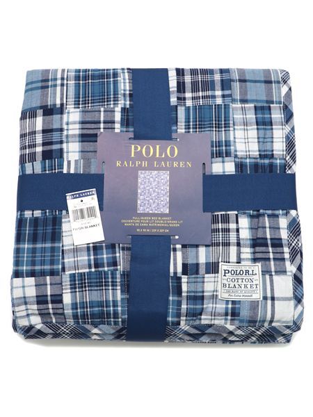 SALE̵ۡPOLO RALPH LAUREN PATCHWORK THROW BED QUEEN SIZE610753966001-B-BLUE