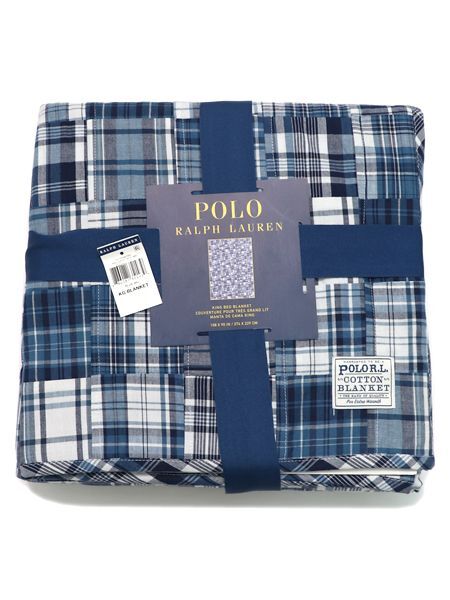 SALE̵ۡPOLO RALPH LAUREN PATCHWORK THROW BED KING SIZE610753967001-B-BLUE