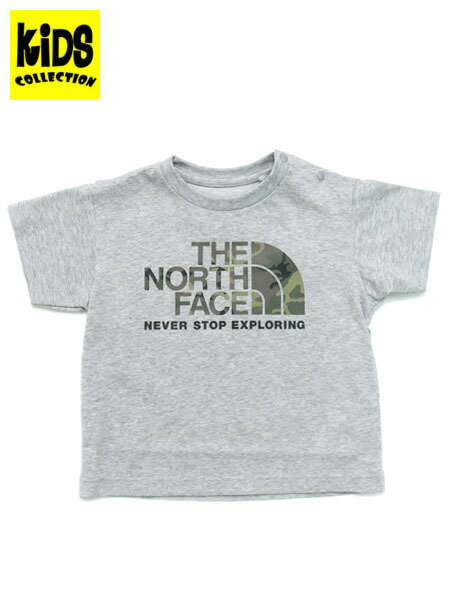 THE NORTH FACE(ザ・ノース・フェイス) ベビー S/S カモ ロゴ Tシャツ ・シンプルなボディ色にカモフラージュ柄のロゴグラフィックを施した半袖Tシャツ ・風合いのよいオーガニックコットンと、乾きやすいリサイクルポリエステルを使用した、柔らかくしなやかな肌触りのニット生地を採用 ・UVケア（UPF15-30、紫外線カット率85％以上）機能付き ・脱ぎ着がしやすいよう、左肩ドットボタン仕様 ・着脱しやすいように左肩ドットボタン仕様 ・オーガニックコットン使用 カラー：(Z)ミックスグレー 素材：コットン 65% / ポリエステル 35% サイズ (※単位はcmになります。) 80：着丈33　身幅62　肩幅26　袖丈9　袖口幅11 90：着丈36.5　身幅65　肩幅28　袖丈10　袖口幅11.5 ※キッズ(ベビー)サイズです。 ※日本規格商品です。 ※サイズ感には個人差がございますので、あくまでも目安とお考え下さい。 ※価格・デザイン・仕様について、メーカーの都合により予告なく変更することがあります。あらかじめご了承ください。 ※上記のサイズ詳細は商品により若干の誤差が生じる可能性がございます。 ※ご使用のPC環境により、製品によっては実際の商品と若干の色合いの違いが生じる場合があります。 ※商品到着後7日以上経過した商品・プライスダウンしたセール商品の返品交換は、一切お受けする事が出来ませんのでご注意ください。詳しくは、返品交換についてをご覧ください。 【在庫について】 すべての商品は実店舗、自社サイトとの共有在庫となります。 在庫更新は随時(実店舗営業時間内のみ)おこなっておりますが、ご注文いただきました商品をご用意できない場合もございます。 その場合、3日以内に必ず電話もしくはメールにてお知らせいたします。あらかじめご了承ください。 ◆サイズ採寸方法はこちら◆