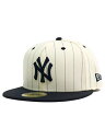 NEW ERA 59FIFTY PINSTRIPE YANKEES CHROME WH/NAVYy13751130-CREAMz