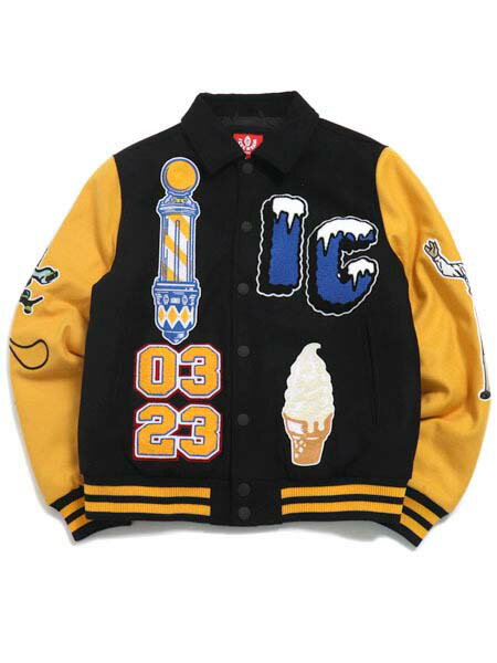 ̵ICECREAM DOLLAR SIGN VARSITY JACKET BLACK431-7401-BLK-BLACK