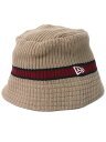 NEW ERA KNIT BUCKET LINE BEIGE/DK GREEN/BURGUNDY【14109473-BEIGE】