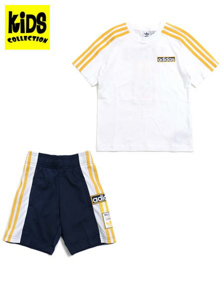 アディダス　ベビー服 【KIDS】ADIDAS KIDS SHORT TEE SET-NIGHT INDIGO【KNB04-IN2108-WHITE】