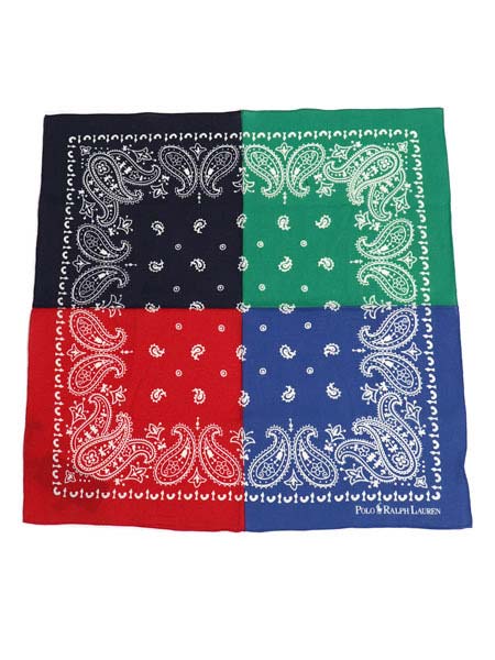 POLO RALPH LAUREN COLOR-BLOCKED PAISLEY COTTON BANDANA【PS0054-960-D-MULTI COLOR】