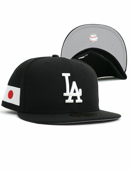 NEW ERA 59FIFTY CS DODGERS JAPAN FLAG U/GY FB【70876626-BLACK】