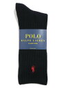 POLO RALPH LAUREN COTTON RIB CREW SOCKS【8205B-BLACK-BLACK】(4)