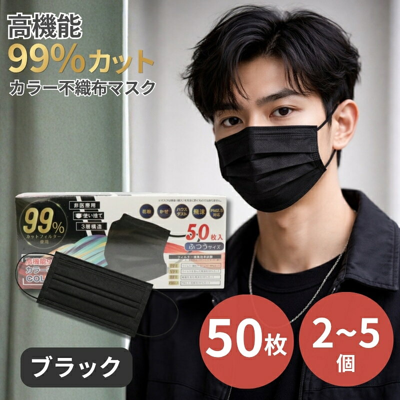 楽天市場】不織布ブラック マスク 50枚の通販