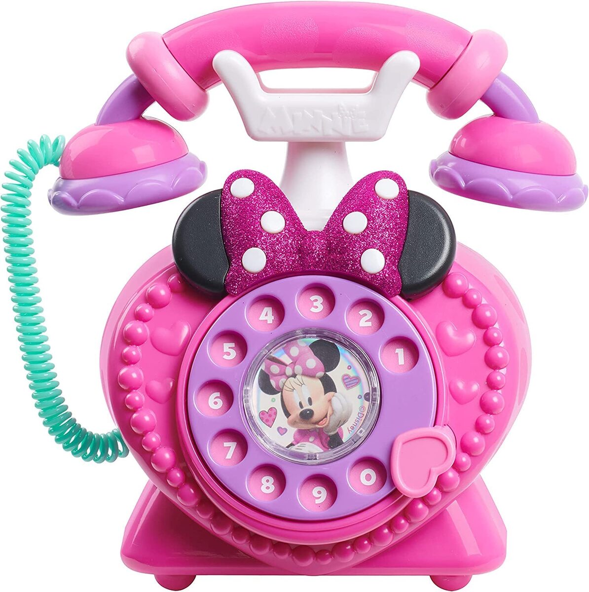 Disney ディズニー ミニーマウス 回転式 電話 ミニー リボン かわいい おもちゃ 女の子 サウンド ライト 輸入品