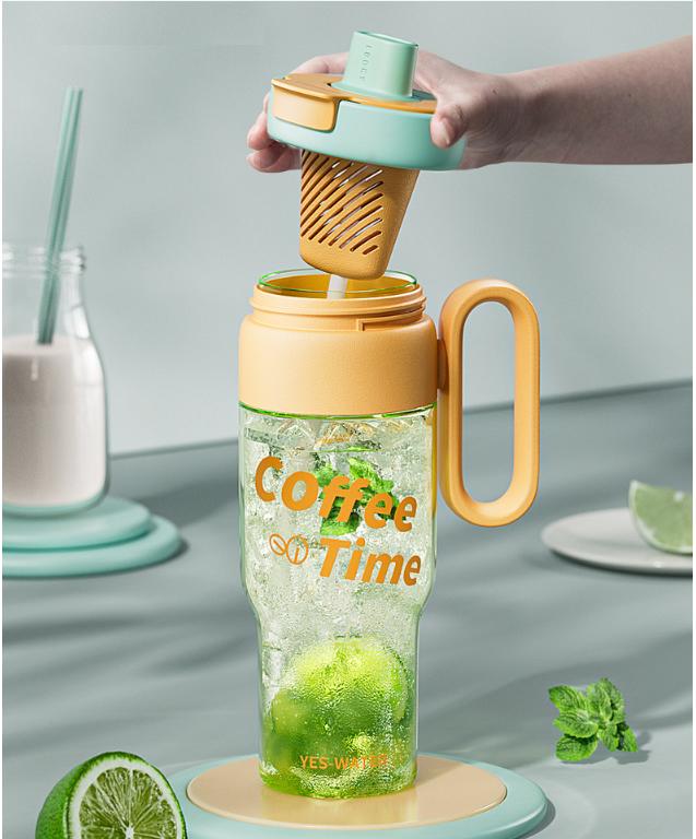 携帯用ドリンクボトル、ストローと蓋付きウォータータンブラー | ポータブル漏れ防止大容量飲料水ストローボトル - 850ml 飲料水ストローボトル ホットアイスコーヒー、紅茶、飲料用 父の日
