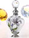 10ml 復古 美しいリリーデザイン ハード型 空の香水瓶 すりガラスと合金製 フレグランスボトル 父の日(4)