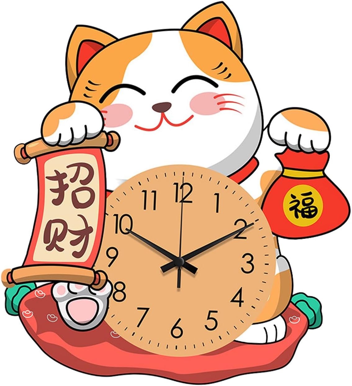 招き猫 壁掛け時計 掛け時計 カチカチ音を立てない サイレント オフィス トイレ ホテル 書斎用, 私 父..