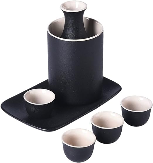 7点陶磁器清酒セットカップ、保温器付き、伝統復古陶磁器冷熱清酒飲、優雅なデザイン、家族や友人への最高の贈り物 父の日
