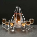 冷酒器 ワインデカンタ 酒杯セット 6個の酒杯付き 徳利セット 和酒徳利セット 酒器セット 温かいお酒の器具 氷のバケツ ガラス材料 無毒、無味 150cc 父...