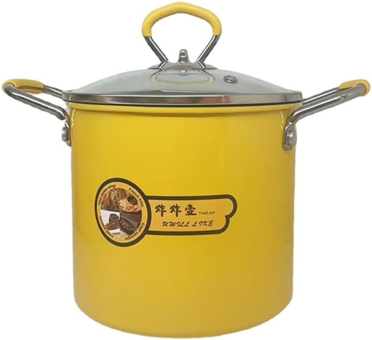 揚げ鍋 天ぷら鍋 3L 油切フィルター蓋付きノンスティックフライパン ミニ小型ヌードルポット 深型 揚げ物用 ヌードルポット 非塗装 IH 直火対応 調理器具 フライヤー ポット 油を節約 油こし お手入れ簡単 料理鍋 家庭用(イエロー) 父の日