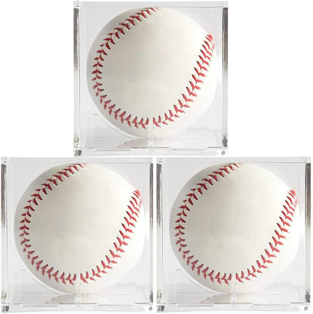 サインボールケース 3個セット 野球ボールケース サインボール 野球 ホームランボールケース 野球 劣化、変色防止 UVカット付き アクリル 大切な記念ボールやホームランボールのディスプレイに 硬式野球ボール対応（野球なし） 父の日