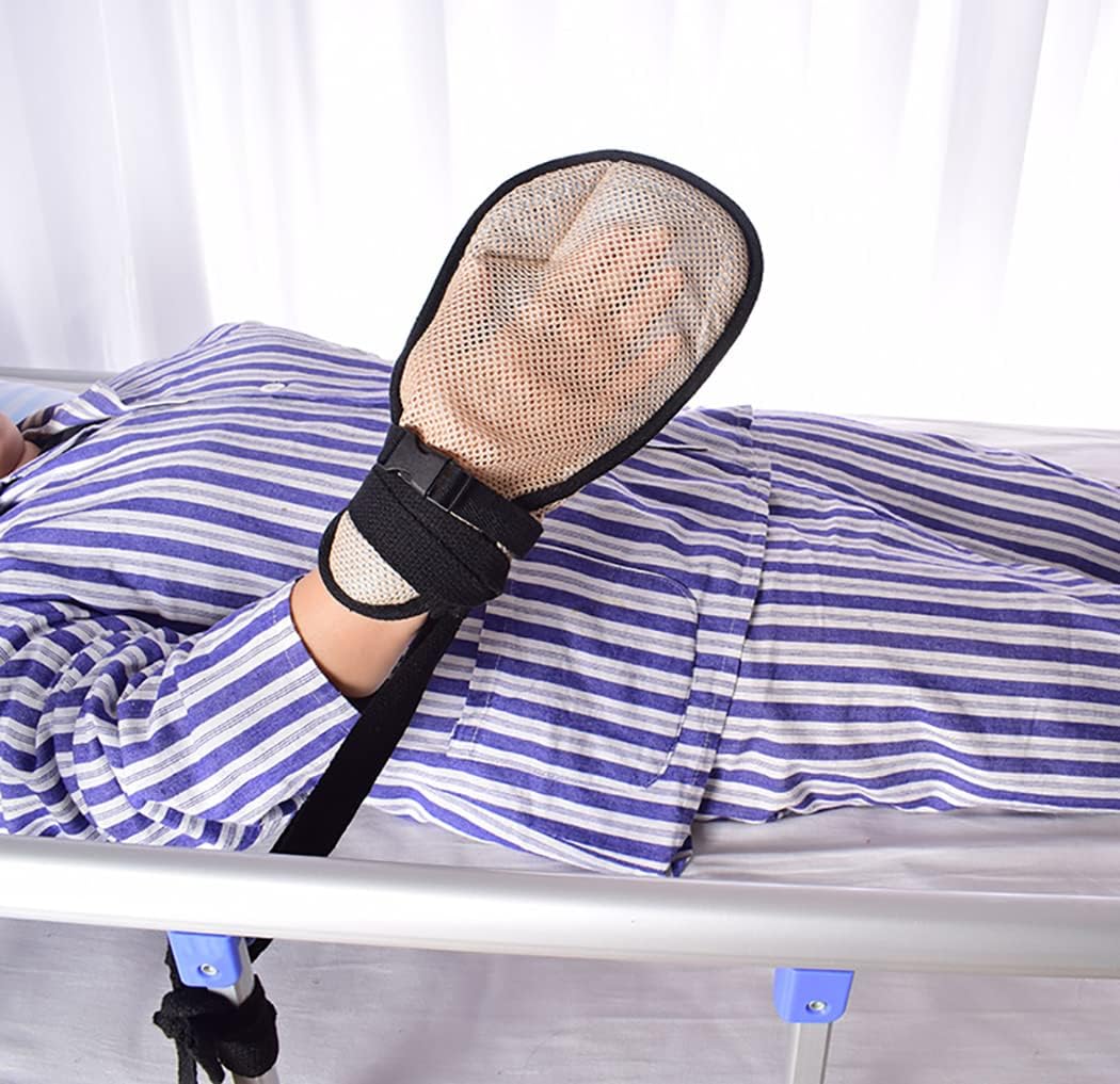 介護用手袋 認知症 自傷 看護ミトン い通気軽量 メッシュ素材 介護ミトン 就寝時用 たずら防止 抜管 いたずら防止 引っき防止 介護用品 拘束バンド付き 車椅子や病床での使用 一個 父の日