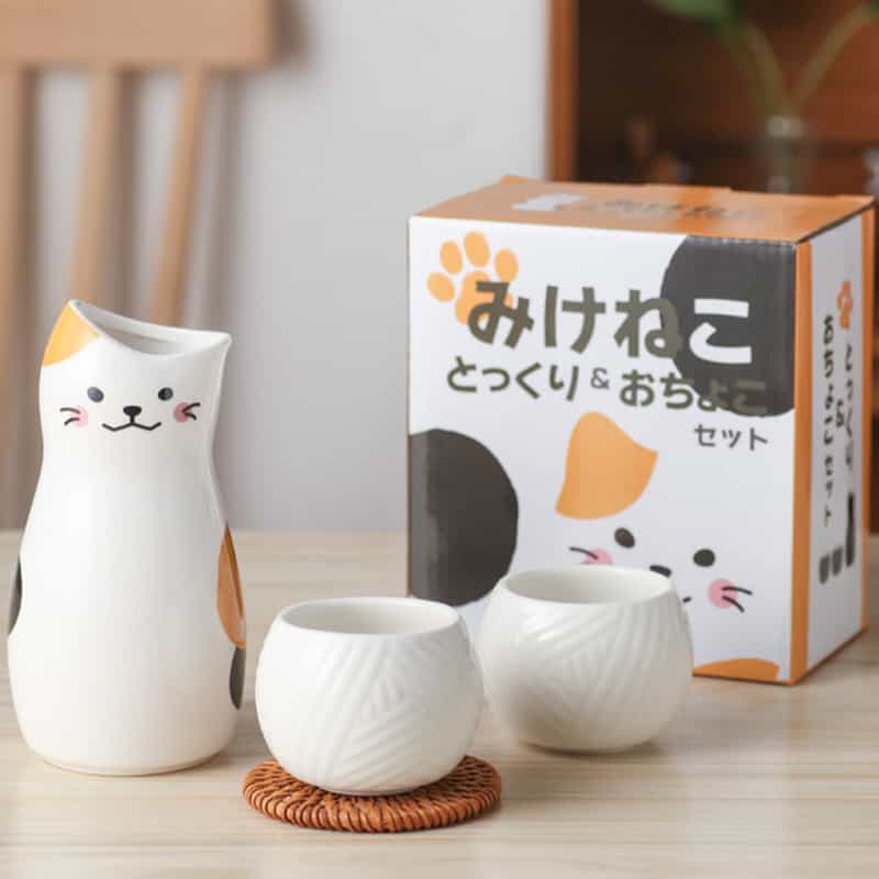 酒器 3点セット 猫 セラミック 日本酒 父の日 母の日 還暦祝い 結婚祝い プレゼント ギフト 贈答品 贈り物 クリスマス 誕生日 お祝い 敬老の日 おしゃれ...