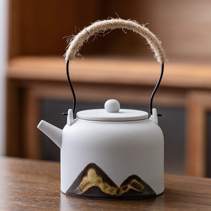 【PT10倍+10%OFFクーポン】350ml 手描き陶器 ティーポッ ヴィンテージ 和風茶ケトル 沸騰ポット キッチンコンロ 父の日