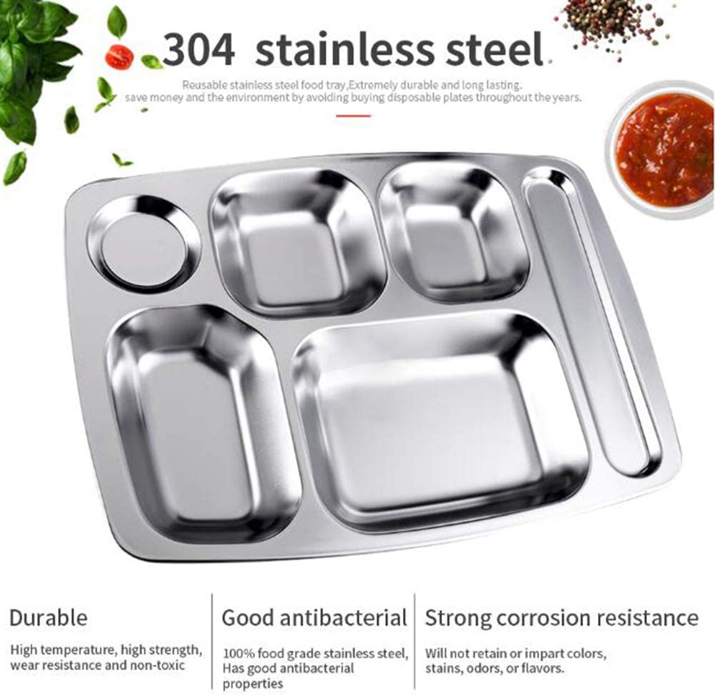 【PT10倍+10%OFFクーポン】2個セット ディナープレート 分割トレイランチトレイ フードプレート 食堂 職場 キャンプ ランチ 6in1 ステンレス 父の日 2