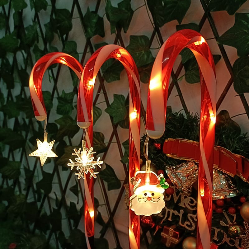 【PT10倍+10%OFFクーポン】3本セット ソーラーライト クリスマス 杖 傘柄キャンディ 埋め込み式 IP44防..
