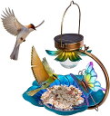 【PT10倍+10%OFFクーポン】ソーラーガーデンライト 鉄製 餌台 鳥用フードフィーダー バードフィーダー 鳥給餌器 太陽光発電 高輝度 吊り下げ式 省エネ...