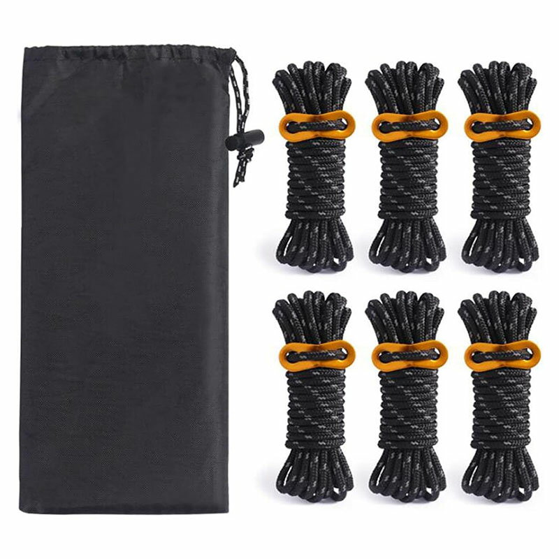 【PT10倍+10%OFFクーポン】6本セット テントロープ 4mm*4m 耐荷重260kg ガイロープ パラコード ロープ ..